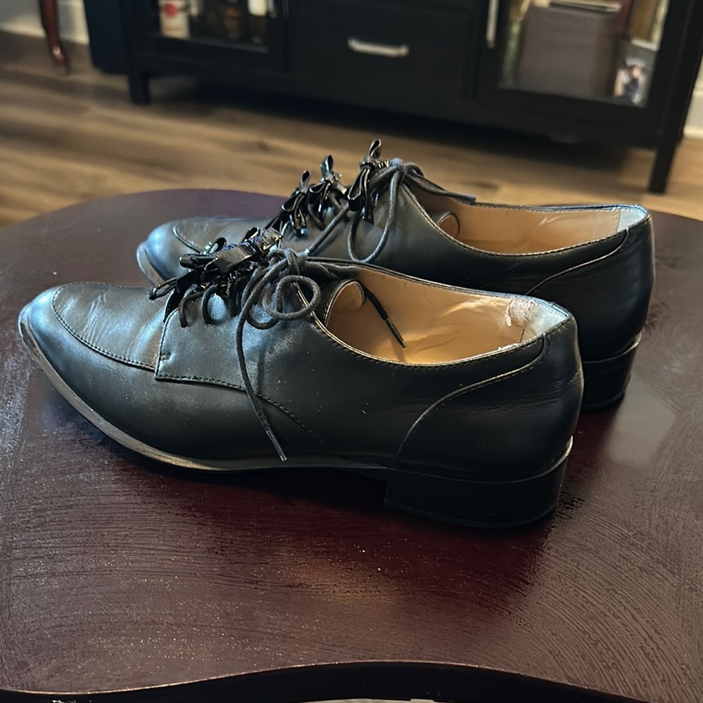 Banana Republic Black Oxford Shoes Sleek Leather Design - Picture 4 of 13